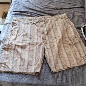 Mens plaid cargo shorts, size 46 waist.